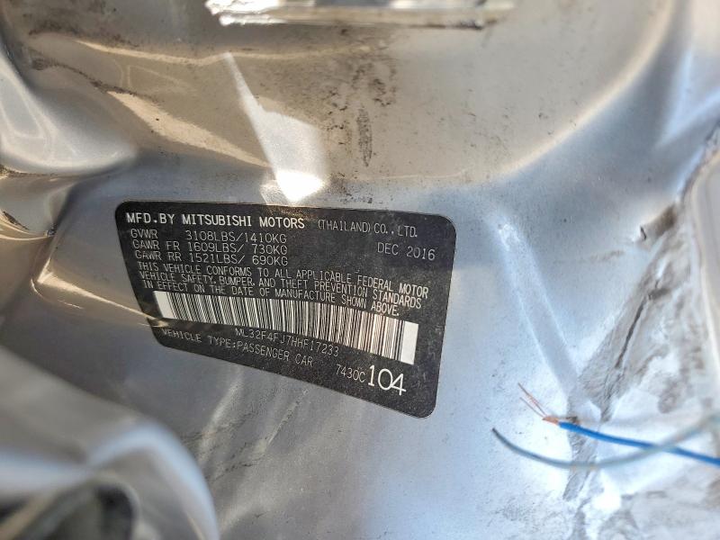 Aukcja sprzedaży 2017 Mitsubishi Mirage, vin: ML32F4FJ7HHF17233, numer aukcji: 61066466