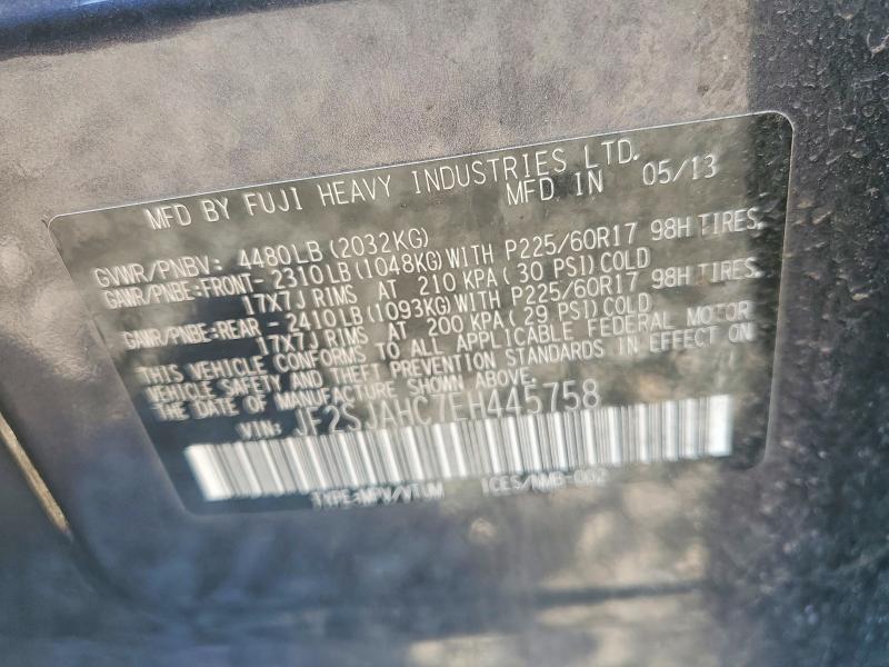 Продажа на аукционе авто 2014 Subaru Forester, vin: JF2SJAHC7EH445758, номер лота: 62222886