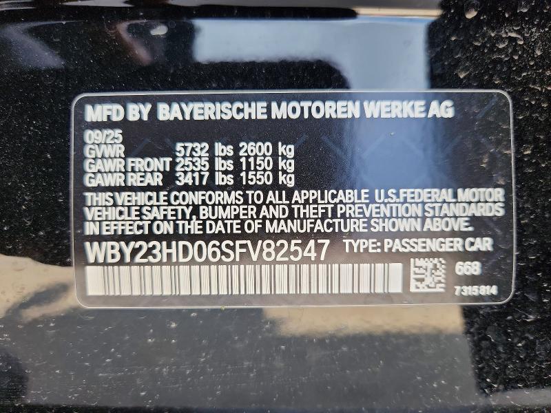 Aukcja sprzedaży 2025 Bmw I4, vin: WBY23HD06SFV82547, numer aukcji: 59995276