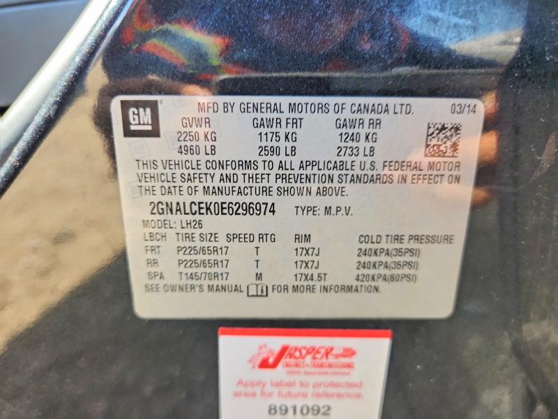 59627476 :رقم المزاد ، 2GNALCEK0E6296974 vin ، 2014 Chevrolet Equinox مزاد بيع