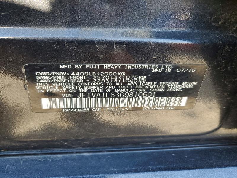 62064766 :رقم المزاد ، JF1VA1L63G9810601 vin ، 2016 Subaru Wrx مزاد بيع