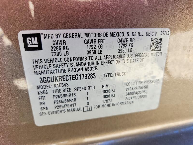 Продаж на аукціоні авто 2014 Chevrolet Silverado, vin: 3GCUKREC7EG178283, номер лоту: 60608396