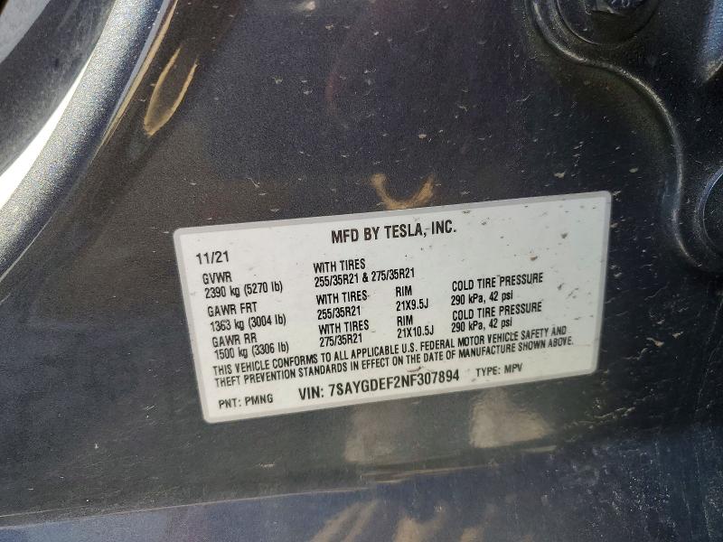 Продажа на аукционе авто 2022 Tesla Model Y, vin: 7SAYGDEF2NF307894, номер лота: 60260036
