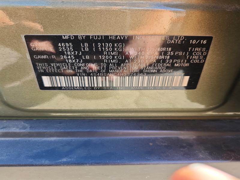 Продажа на аукционе авто 2017 Subaru Outback, vin: 4S4BSANC4H3276263, номер лота: 63006696