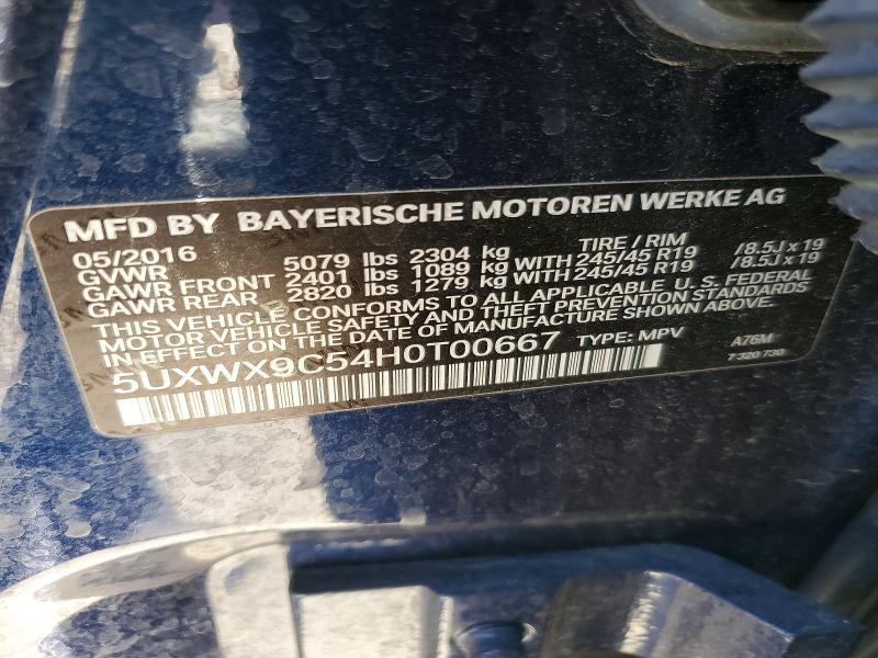 2017 Bmw X3 მანქანა იყიდება აუქციონზე, vin: 5UXWX9C54H0T00667, აუქციონის ნომერი: 62699506