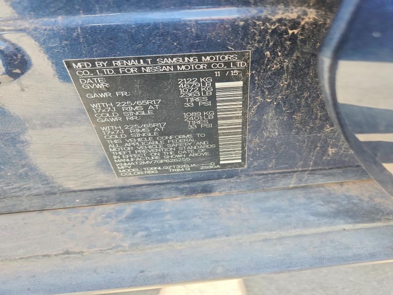 59592886 :رقم المزاد ، KNMAT2MV7GP626255 vin ، 2016 Nissan Rogue مزاد بيع