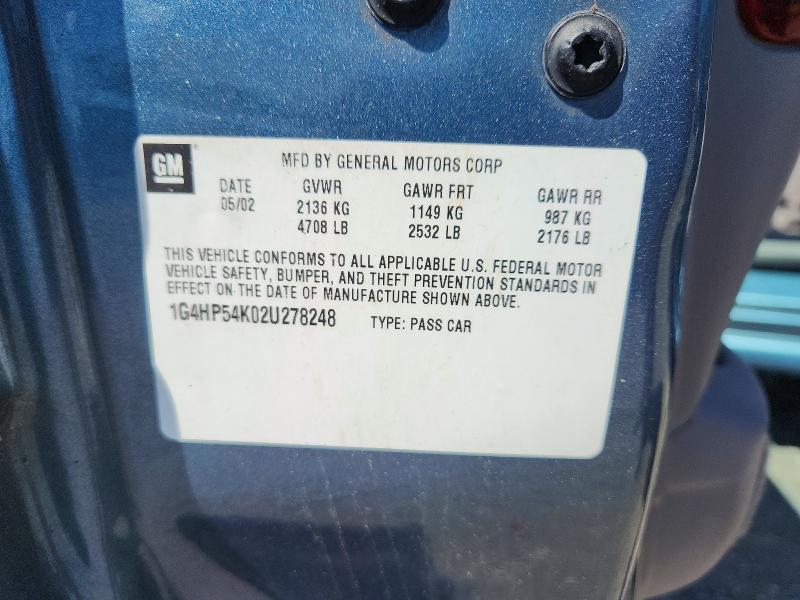 62646406 :رقم المزاد ، 1G4HP54K02U278248 vin ، 2002 Buick Lesabre مزاد بيع