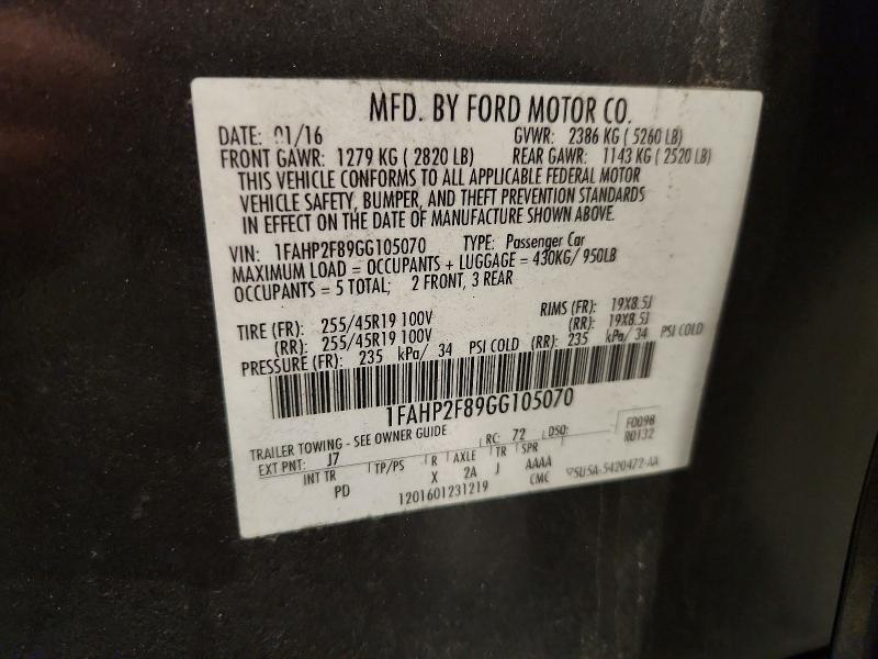 Продаж на аукціоні авто 2016 Ford Taurus, vin: 1FAHP2F89GG105070, номер лоту: 63126716