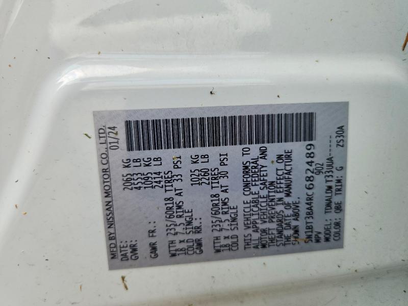 61332016 :رقم المزاد ، 5N1BT3BA4RC682489 vin ، 2024 Nissan Rogue مزاد بيع