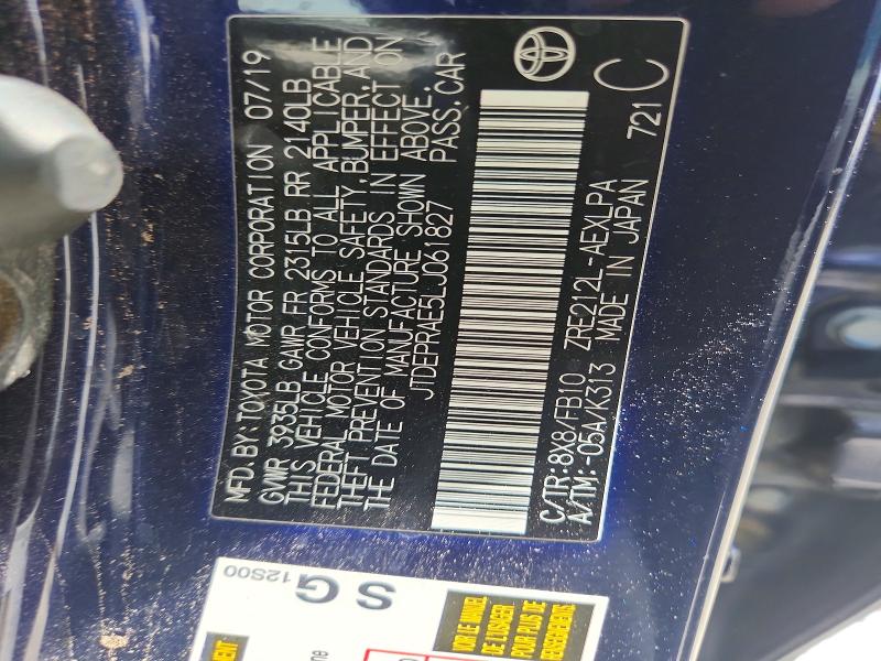 2020 Toyota Corolla მანქანა იყიდება აუქციონზე, vin: JTDEPRAE5LJ061827, აუქციონის ნომერი: 59948726