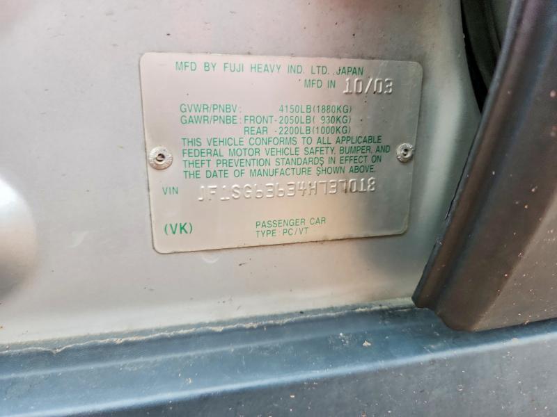 Продаж на аукціоні авто 2004 Subaru Forester, vin: JF1SG63634H737018, номер лоту: 62432376