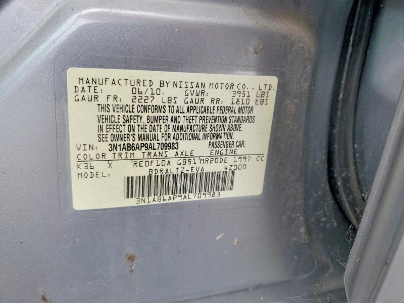 Продажа на аукционе авто 2010 Nissan Sentra, vin: 3N1AB6AP9AL709983, номер лота: 61112776