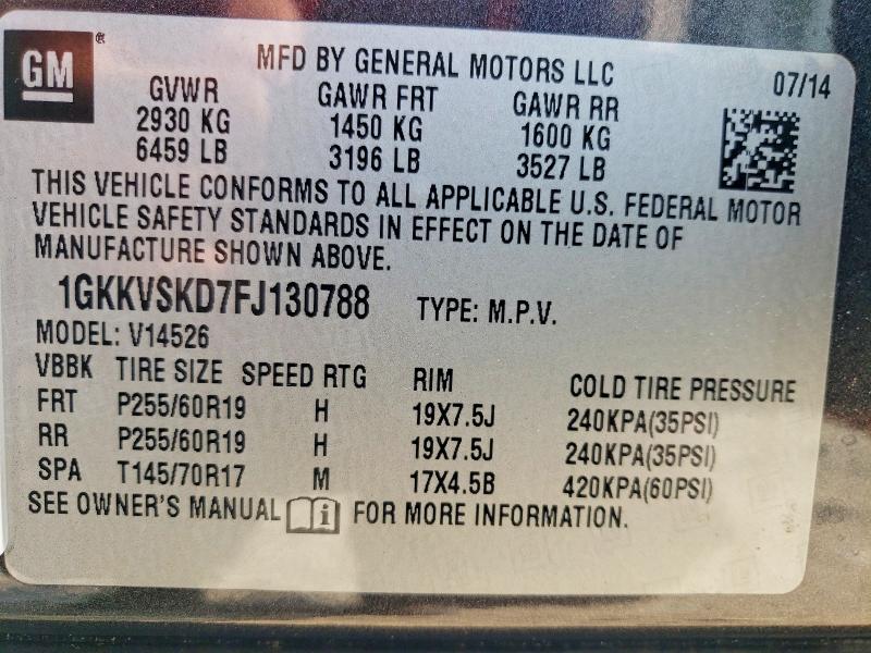 Aukcja sprzedaży 2015 Gmc Acadia, vin: 1GKKVSKD7FJ130788, numer aukcji: 61021006