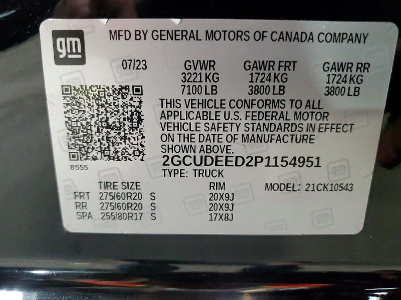 62421576 :رقم المزاد ، 2GCUDEED2P1154951 vin ، 2023 Chevrolet Silverado مزاد بيع