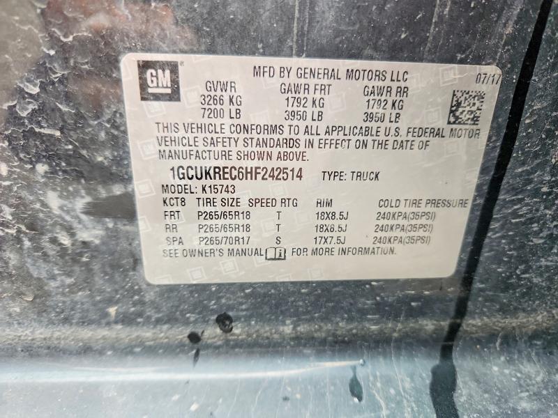 Aukcja sprzedaży 2017 Chevrolet Silverado, vin: 1GCUKREC6HF242514, numer aukcji: 61382546