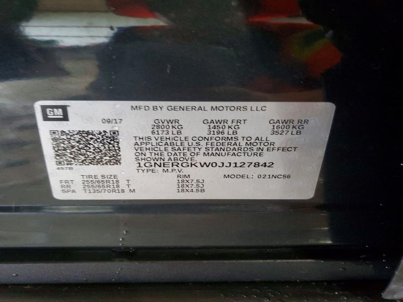 Aukcja sprzedaży 2018 Chevrolet Traverse, vin: 1GNERGKW0JJ127842, numer aukcji: 61158676
