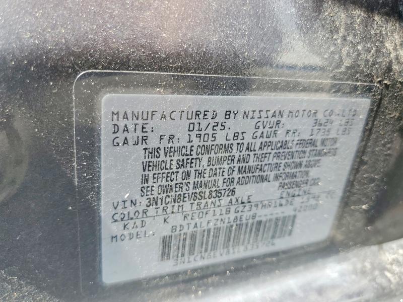 Aukcja sprzedaży 2025 Nissan Versa, vin: 3N1CN8EV8SL835726, numer aukcji: 61115086