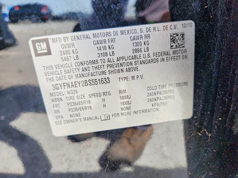 60828306 :رقم المزاد ، 3GYFNAEY0BS551633 vin ، 2011 Cadillac Srx مزاد بيع