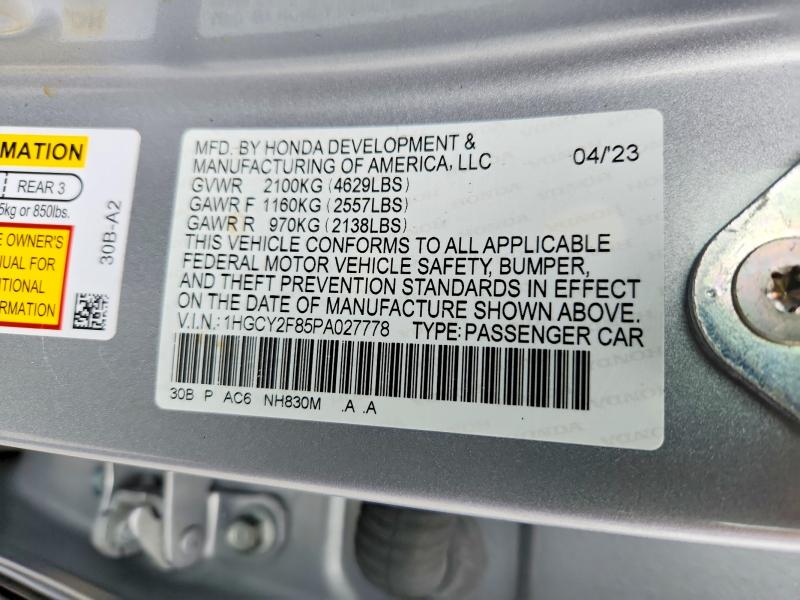 Продажа на аукционе авто 2023 Honda Accord, vin: 1HGCY2F85PA027778, номер лота: 60096196