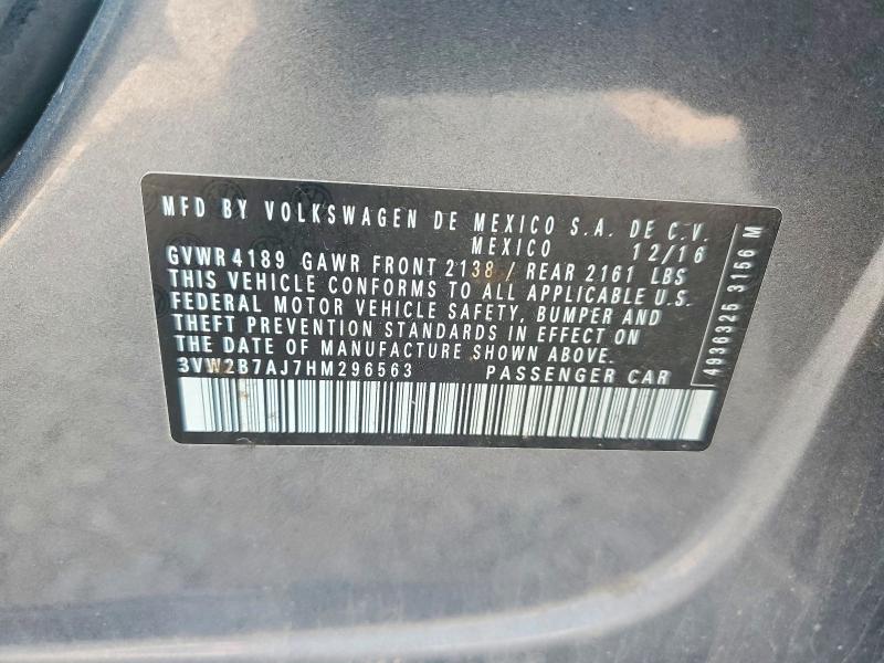 Продажа на аукционе авто 2017 Volkswagen Jetta, vin: 3VW2B7AJ7HM296563, номер лота: 61331246