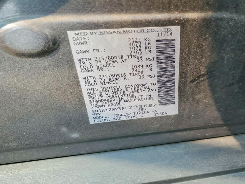 2015 Nissan Rogue მანქანა იყიდება აუქციონზე, vin: 5N1AT2MV3FC793682, აუქციონის ნომერი: 61190976