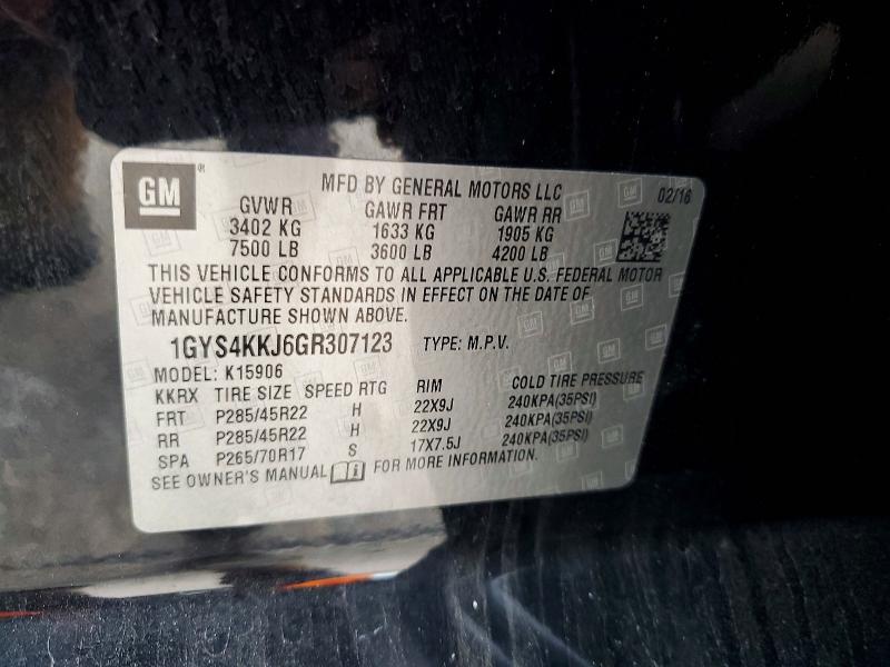 Продаж на аукціоні авто 2016 Cadillac Escalade, vin: 1GYS4KKJ6GR307123, номер лоту: 61849856