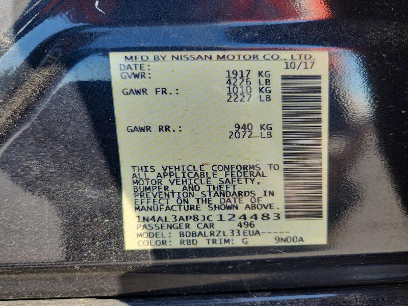 Aukcja sprzedaży 2018 Nissan Altima, vin: 1N4AL3AP8JC124483, numer aukcji: 85452665
