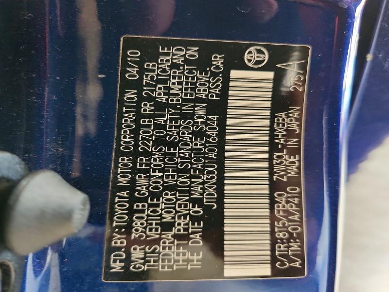 61176506 :رقم المزاد ، JTDKN3DU1A0164044 vin ، 2010 Toyota Prius مزاد بيع