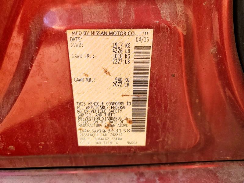 Продажа на аукционе авто 2016 Nissan Altima, vin: 1N4AL3AP1GN363158, номер лота: 59625846