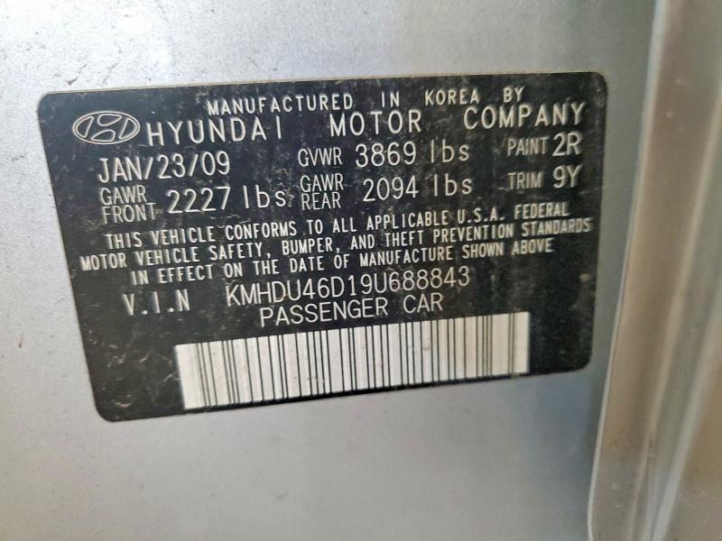 Продажа на аукционе авто 2009 Hyundai Elantra, vin: KMHDU46D19U688843, номер лота: 60358846