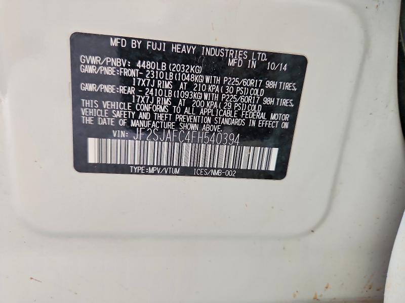 Aukcja sprzedaży 2015 Subaru Forester, vin: JF2SJAFC4FH540394, numer aukcji: 62770426