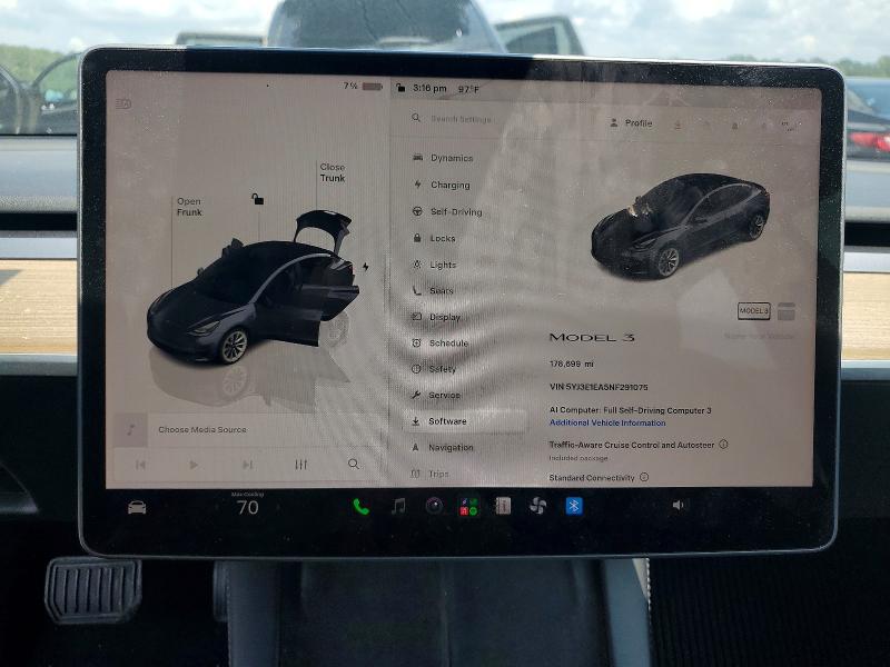 2022 Tesla Model 3 მანქანა იყიდება აუქციონზე, vin: 5YJ3E1EA5NF291075, აუქციონის ნომერი: 61229116