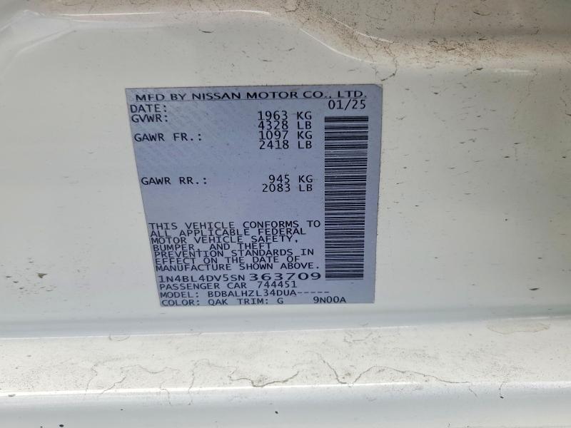 Продаж на аукціоні авто 2025 Nissan Altima, vin: 1N4BL4DV5SN363709, номер лоту: 61757266