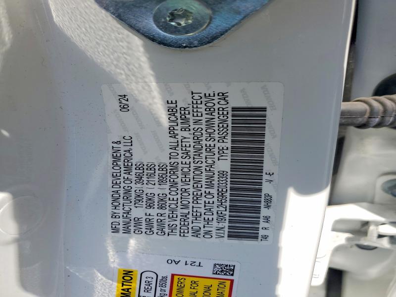 2024 Honda Civic მანქანა იყიდება აუქციონზე, vin: 19XFL2H59RE033399, აუქციონის ნომერი: 59971146