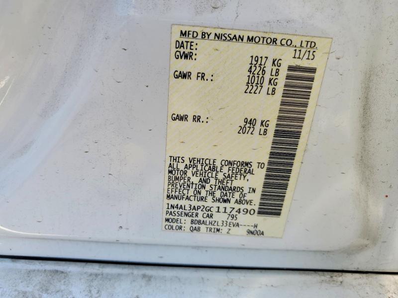 62337056 :رقم المزاد ، 1N4AL3AP2GC117490 vin ، 2016 Nissan Altima مزاد بيع