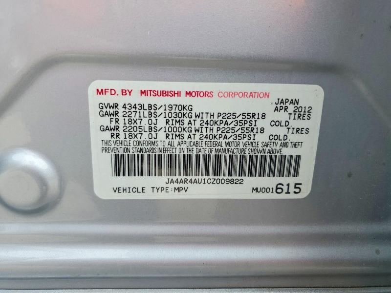 Продажа на аукционе авто 2012 Mitsubishi Outlander Sport, vin: JA4AR4AU1CZ009822, номер лота: 60244836