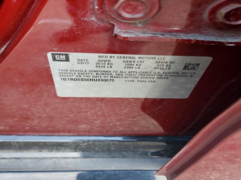 59781806 :رقم المزاد ، 1G1RD6S56HU200675 vin ، 2017 Chevrolet Volt مزاد بيع