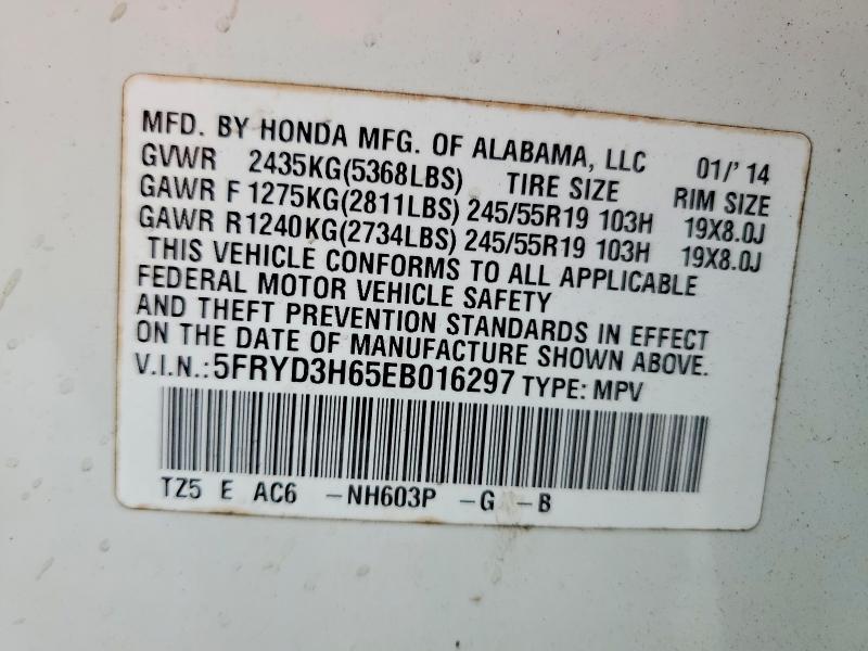 62139346 :رقم المزاد ، 5FRYD3H65EB016297 vin ، 2014 Acura Mdx مزاد بيع