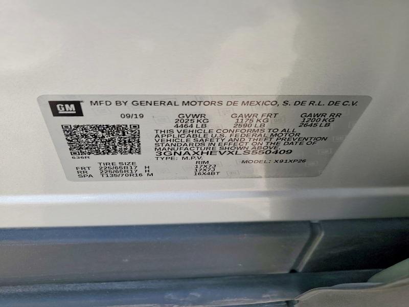 Продажа на аукционе авто 2020 Chevrolet Equinox, vin: 3GNAXHEVXLS550409, номер лота: 60695806