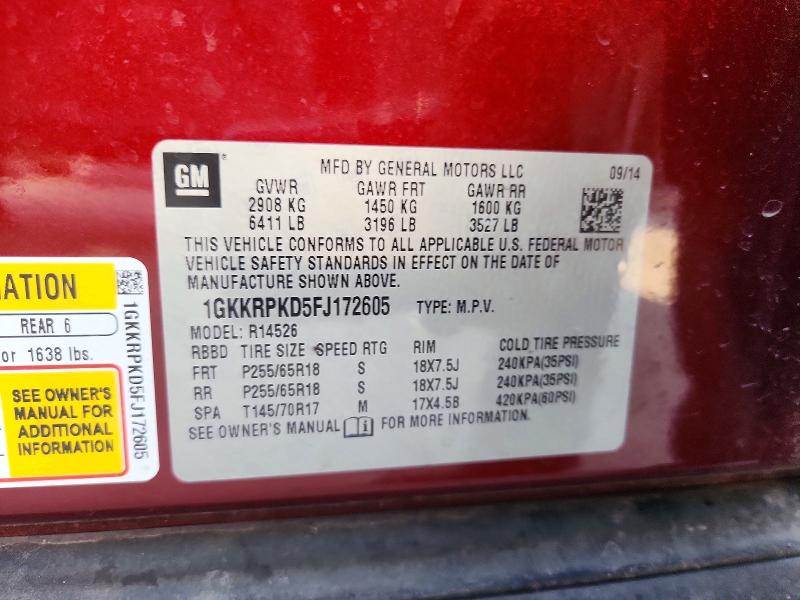 2015 Gmc Acadia მანქანა იყიდება აუქციონზე, vin: 1GKKRPKD5FJ172605, აუქციონის ნომერი: 59271596
