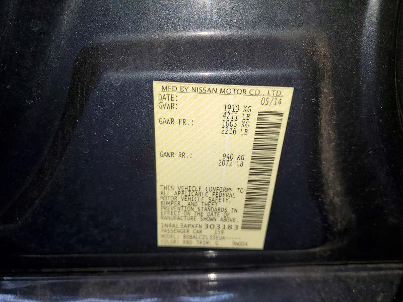 Продажа на аукционе авто 2015 Nissan Altima, vin: 1N4AL3APXFN303183, номер лота: 59325026