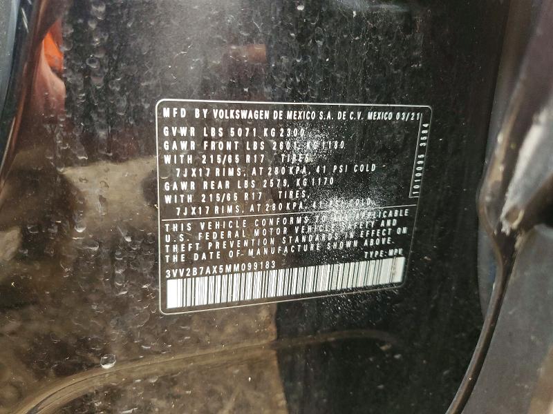 Aukcja sprzedaży 2021 Volkswagen Tiguan, vin: 3VV2B7AX5MM099183, numer aukcji: 61407226