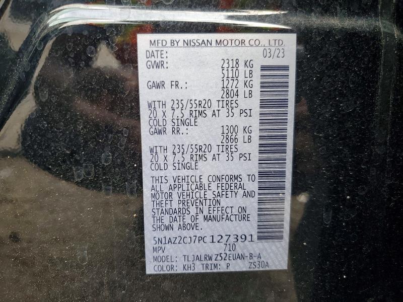 Aukcja sprzedaży 2023 Nissan Murano, vin: 5N1AZ2CJ7PC127391, numer aukcji: 63014456