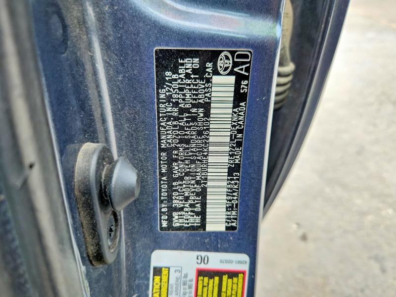 2019 Toyota Corolla მანქანა იყიდება აუქციონზე, vin: 2T1BURHE4KC226102, აუქციონის ნომერი: 61324466