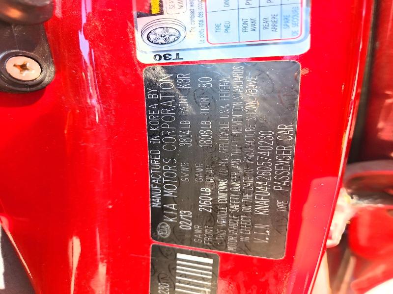 2013 Kia Forte მანქანა იყიდება აუქციონზე, vin: KNAFU4A26D5740230, აუქციონის ნომერი: 59742456
