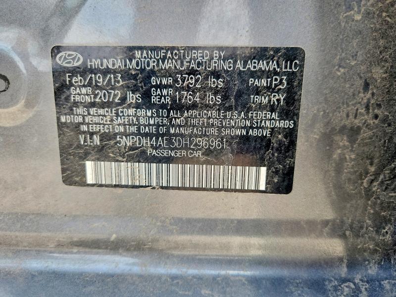 Продажа на аукционе авто 2013 Hyundai Elantra, vin: 5NPDH4AE3DH296961, номер лота: 62506246