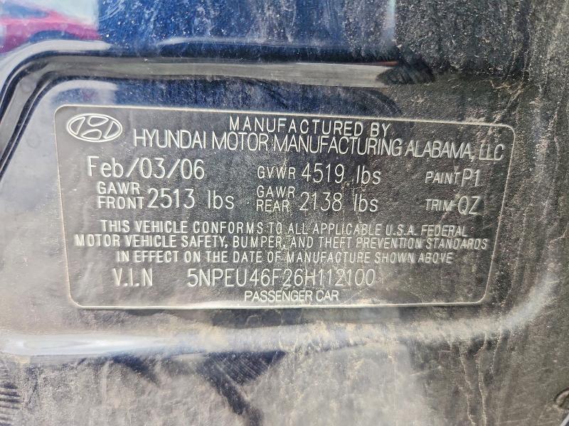 62934396 :رقم المزاد ، 5NPEU46F26H112100 vin ، 2006 Hyundai Sonata مزاد بيع
