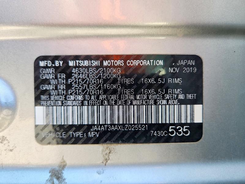 Продаж на аукціоні авто 2020 Mitsubishi Eclipse Cross, vin: JA4AT3AAXLZ025521, номер лоту: 60228646