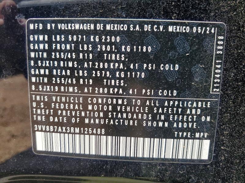 Aukcja sprzedaży 2024 Volkswagen Tiguan, vin: 3VV8B7AX3RM125488, numer aukcji: 59679346