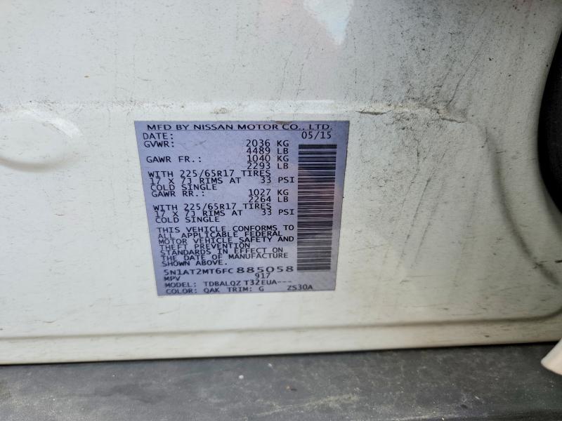 2015 Nissan Rogue მანქანა იყიდება აუქციონზე, vin: 5N1AT2MT6FC885058, აუქციონის ნომერი: 60934586